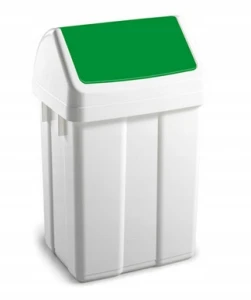 TTS Kosz na śmieci 12 litrów z zieloną klapą