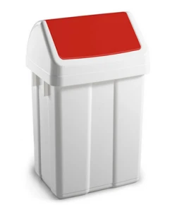 TTS Kosz na śmieci 12 litrów z czerwoną klapą